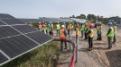 Provincial and municipal government staff at the solar garden in Berwick, which previously received government funding