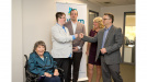 Photo of Joan Craig, founder of Autism Nova Scotia; Ethan Rekunyk, who has autism and is an advocate; Brian Comer, Minister of Addictions and Mental Health; Cynthia Carroll, Executive Director, Autism Nova Scotia; and Brendan Maguire, Minister of Community Services