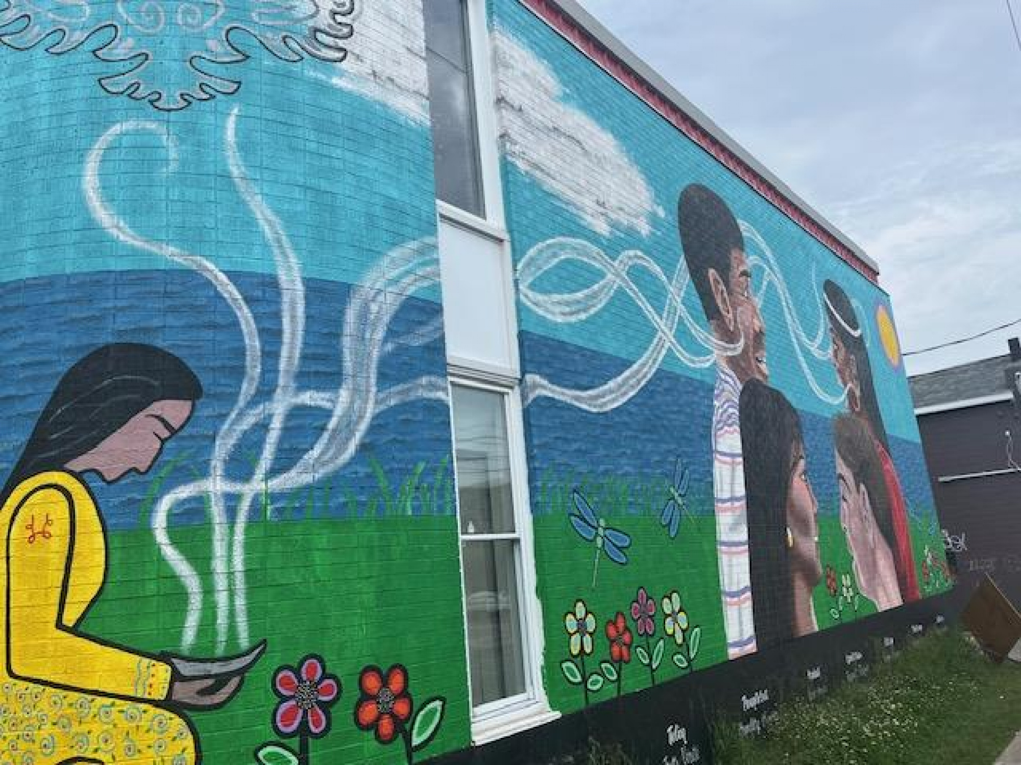 Photo of mural on side of Ally Centre