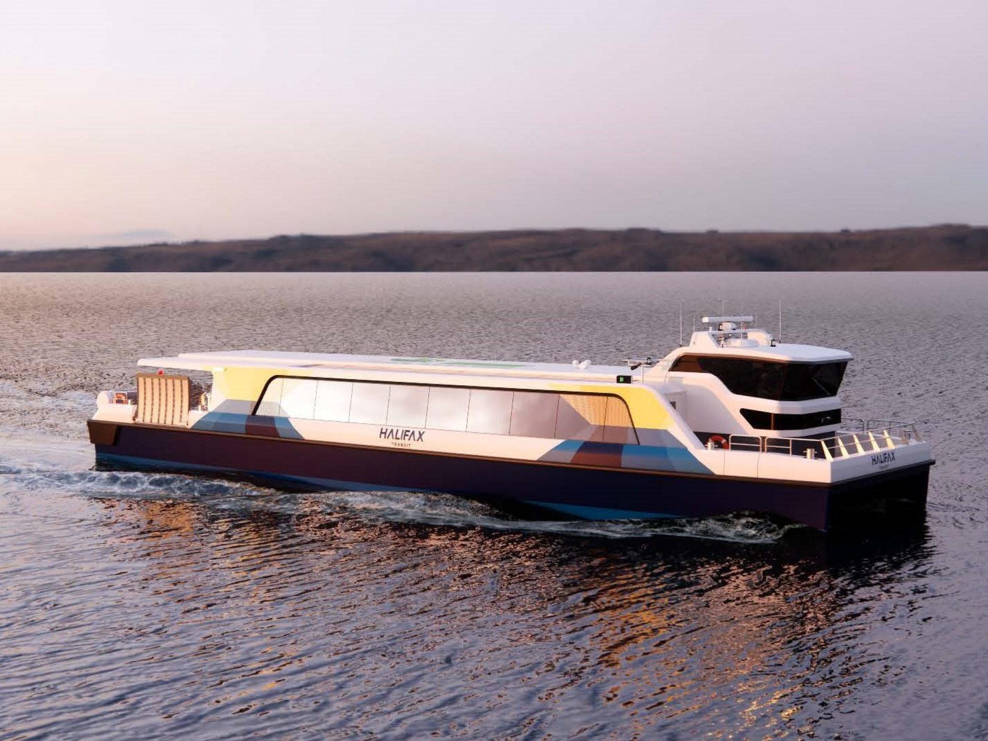 Rendering of proposed ferry in water