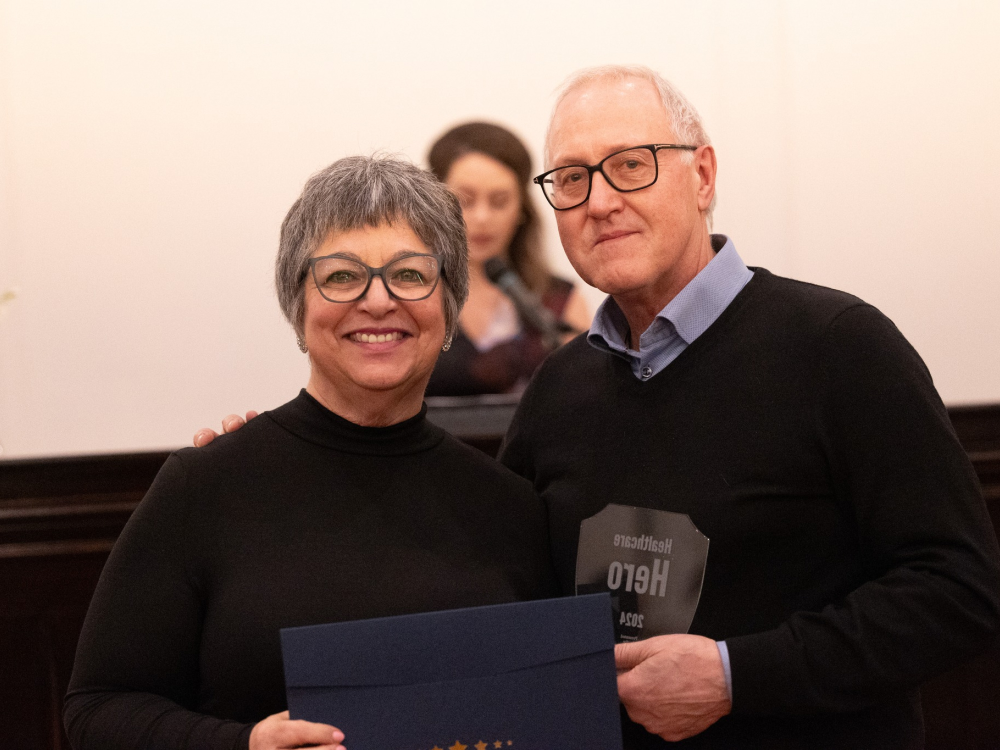 Yarmouth Mayor Pam Mood presents Dr. Roland Muise with the Healthcare Hero Award at the 2nd Annual Physician’s Appreciation Reception in February. (Contributed)