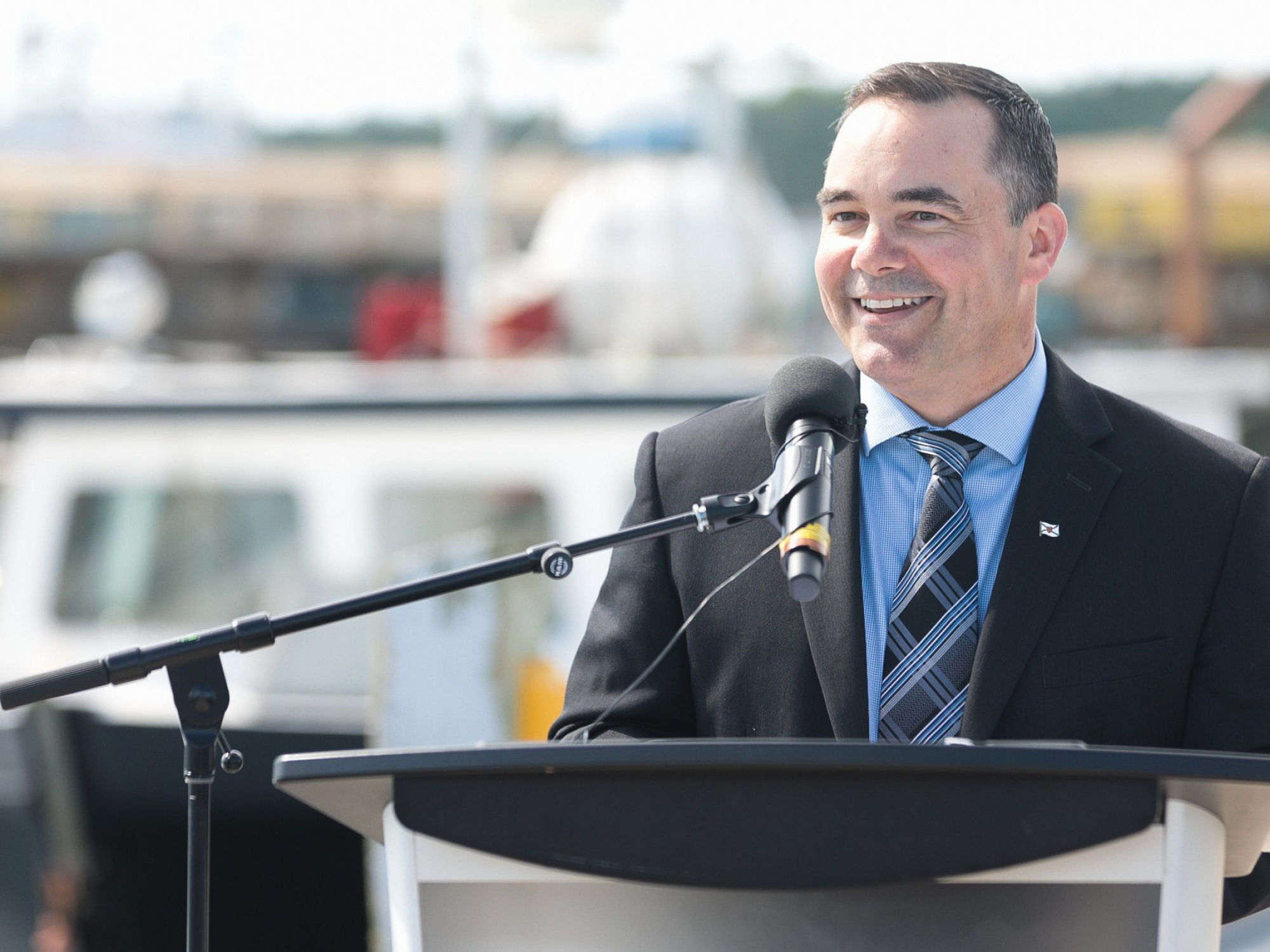 Kent Smith, Minister of Fisheries and Aquaculture, announces the Fisheries and Aquaculture Energy Efficiency Innovation Fund. (Communications Nova Scotia)