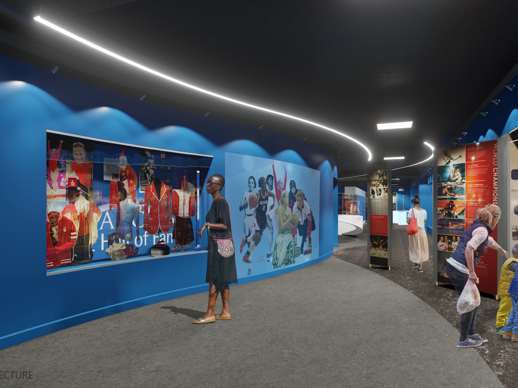 Rendering of Women of Excellence exhibit at Nova Scotia Sports Hall of Fame