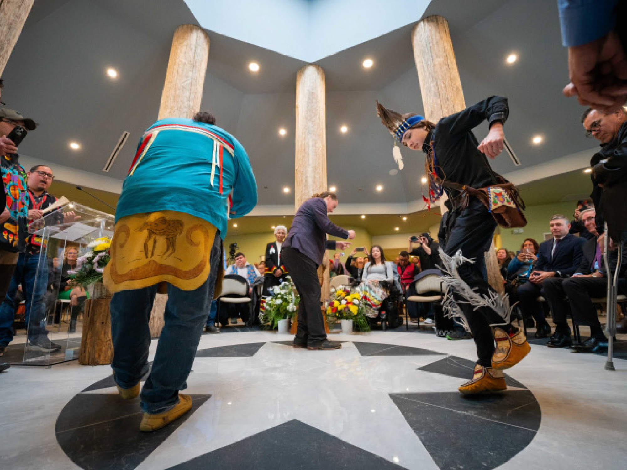 Traditional dancers at the grand opening ceremony of the Kiknu long-term care home in Eskasoni in April (Communications Nova Scotia / File)