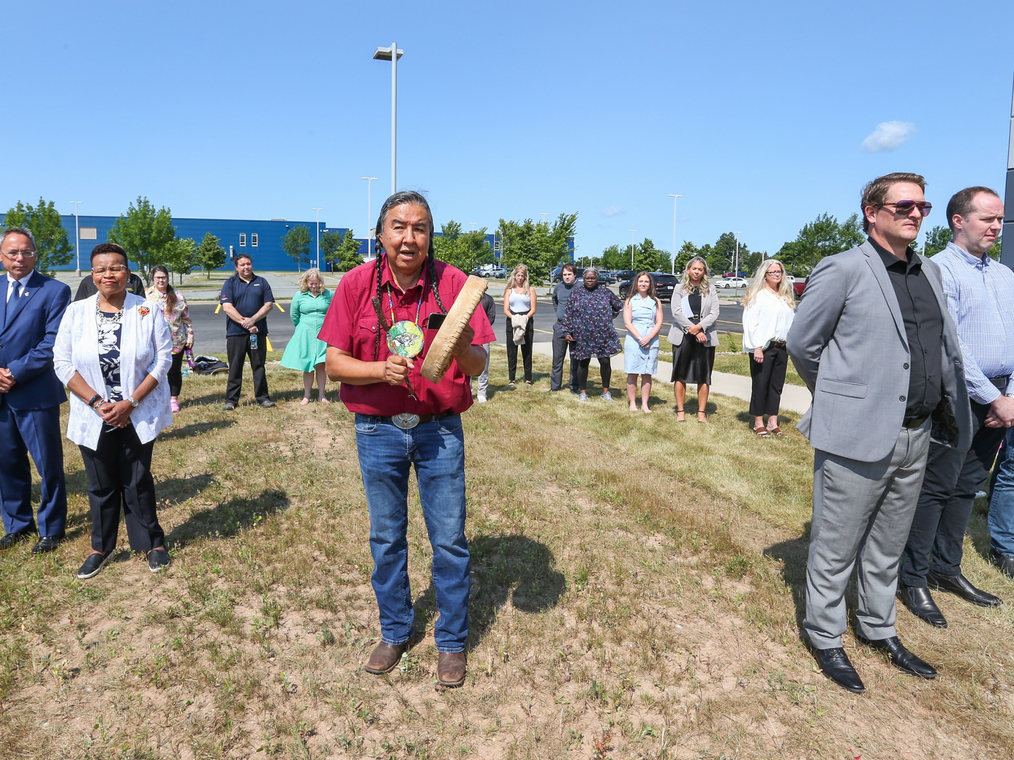 Elder Gary Joseph leads a smudging ceremony at the NSCC Akerley campus prior to the event. (Communications Nova Scotia)