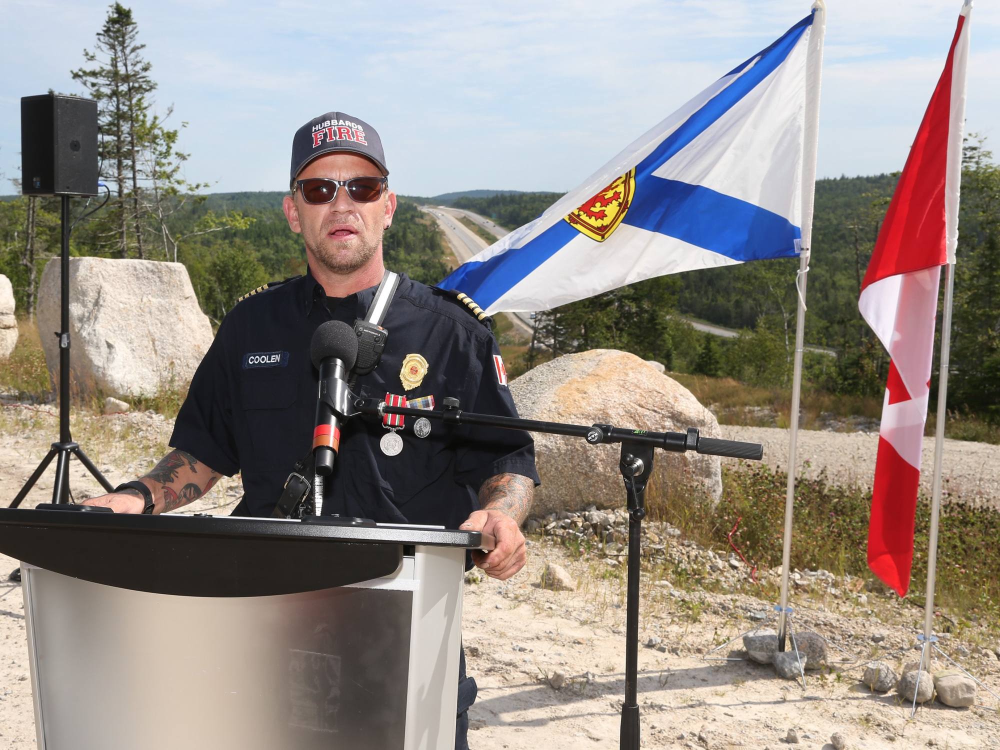 Photo of Hubbards Fire Chief Clary Coolen at a podium