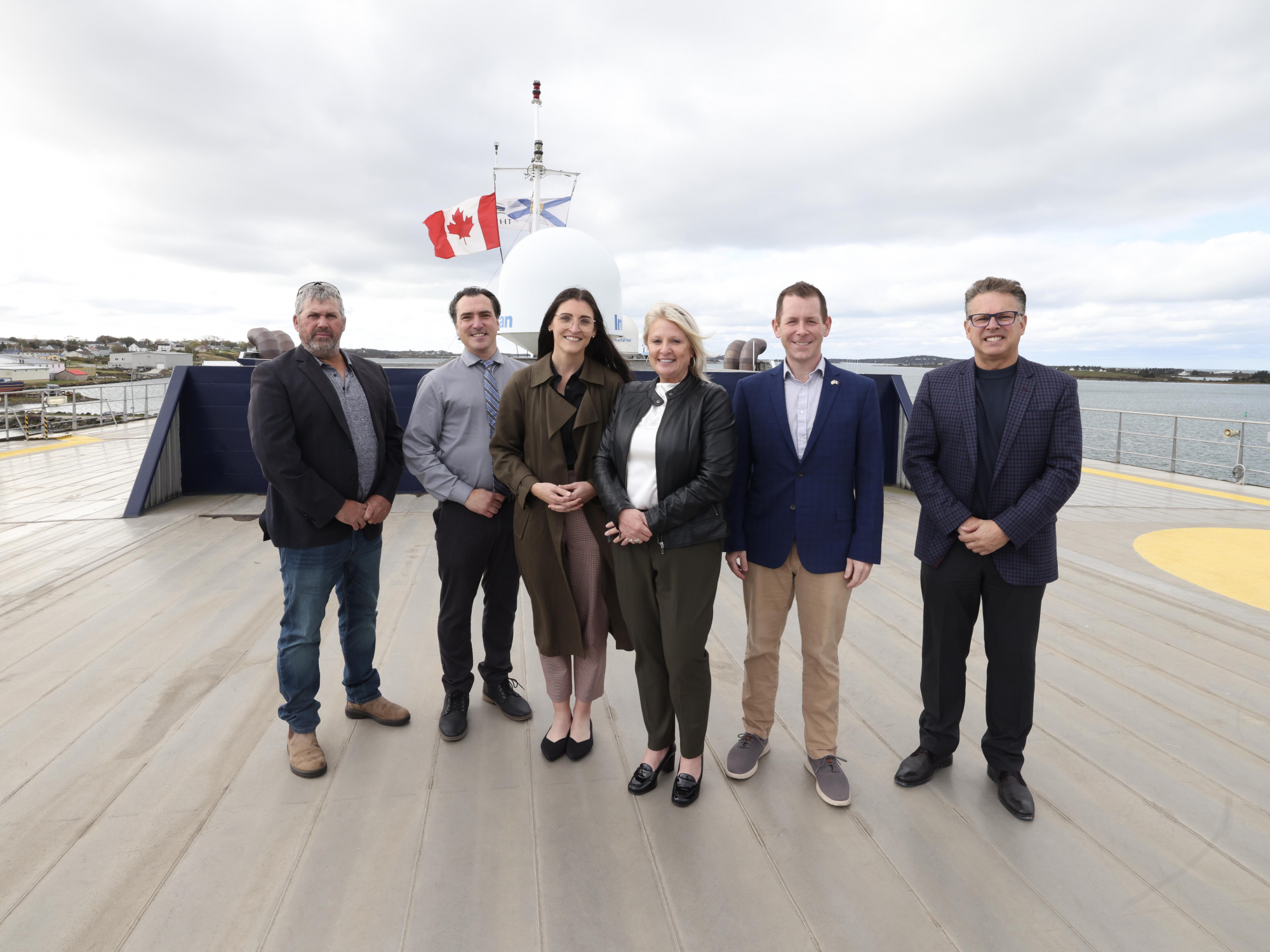 Photo of ministers and MLA on the Cat ferry