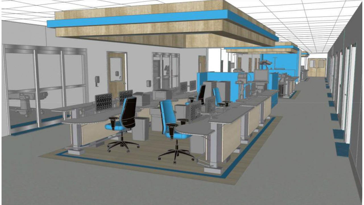 Rendering of new team area at the new Yarmouth Regional Hospital emergency department 