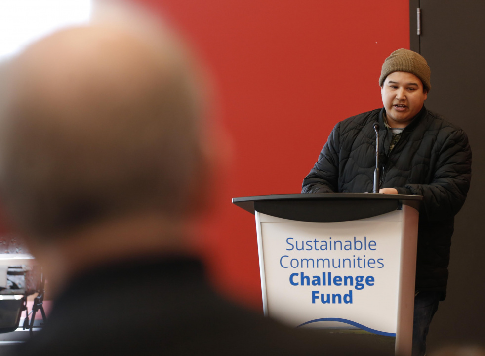Chief Cory Jullian, Paqtnkek Mi'kmaw Nation, speaks during the announcement