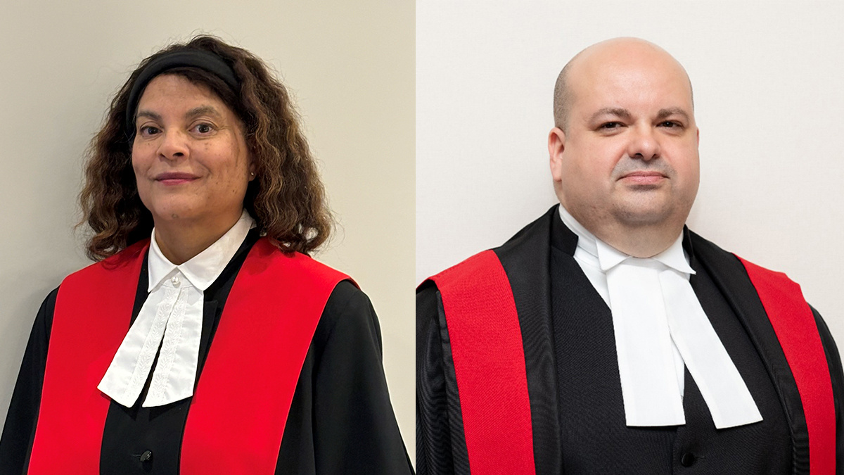 Photo of Newly appointed Judge Shane Russell and Judge Ronda van der Hoek. (Executive Office of the Nova Scotia Judiciary)