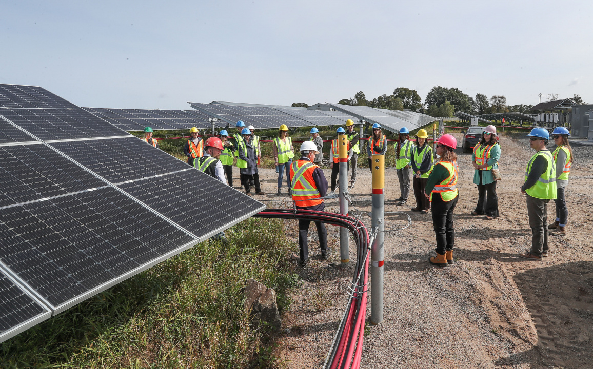 Provincial and municipal government staff at the solar garden in Berwick, which previously received government funding