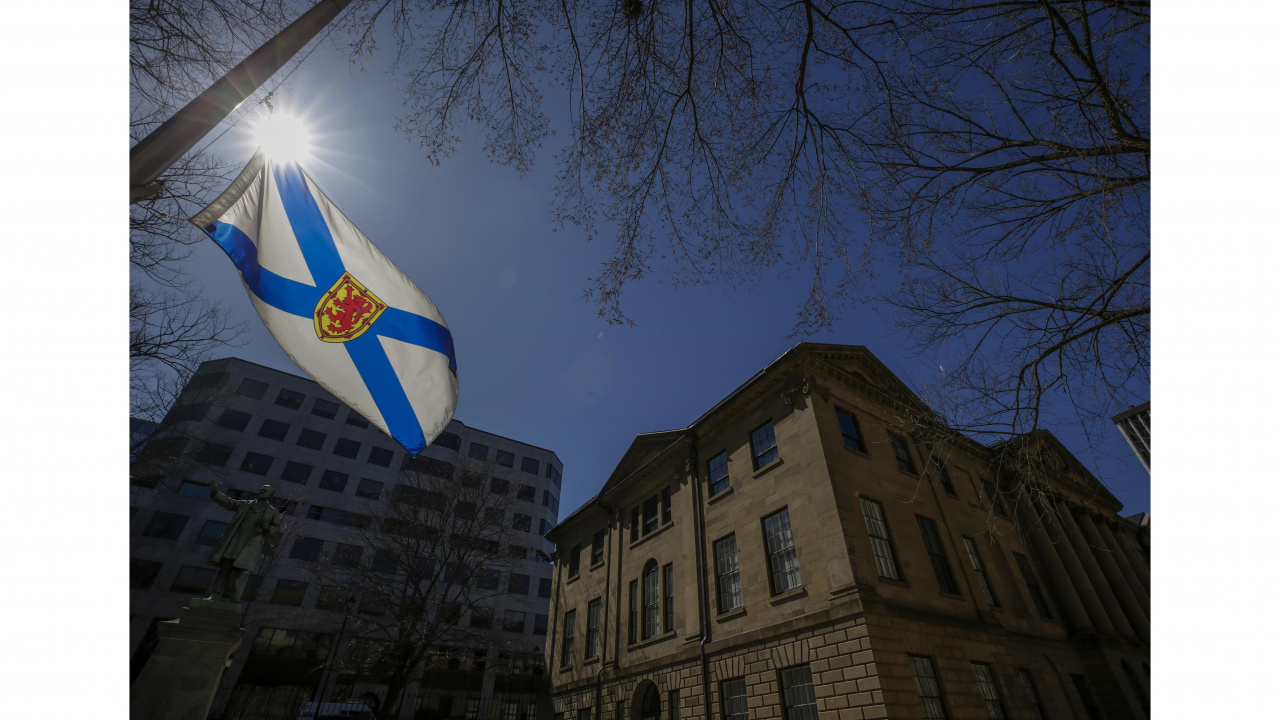 The Nova Scotia flag flies at half-mast in 2023, in honour of those who lost their lives, survivors and everyone impacted by the tragic events of April 18-19, 2020 (Communications Nova Scotia / File)