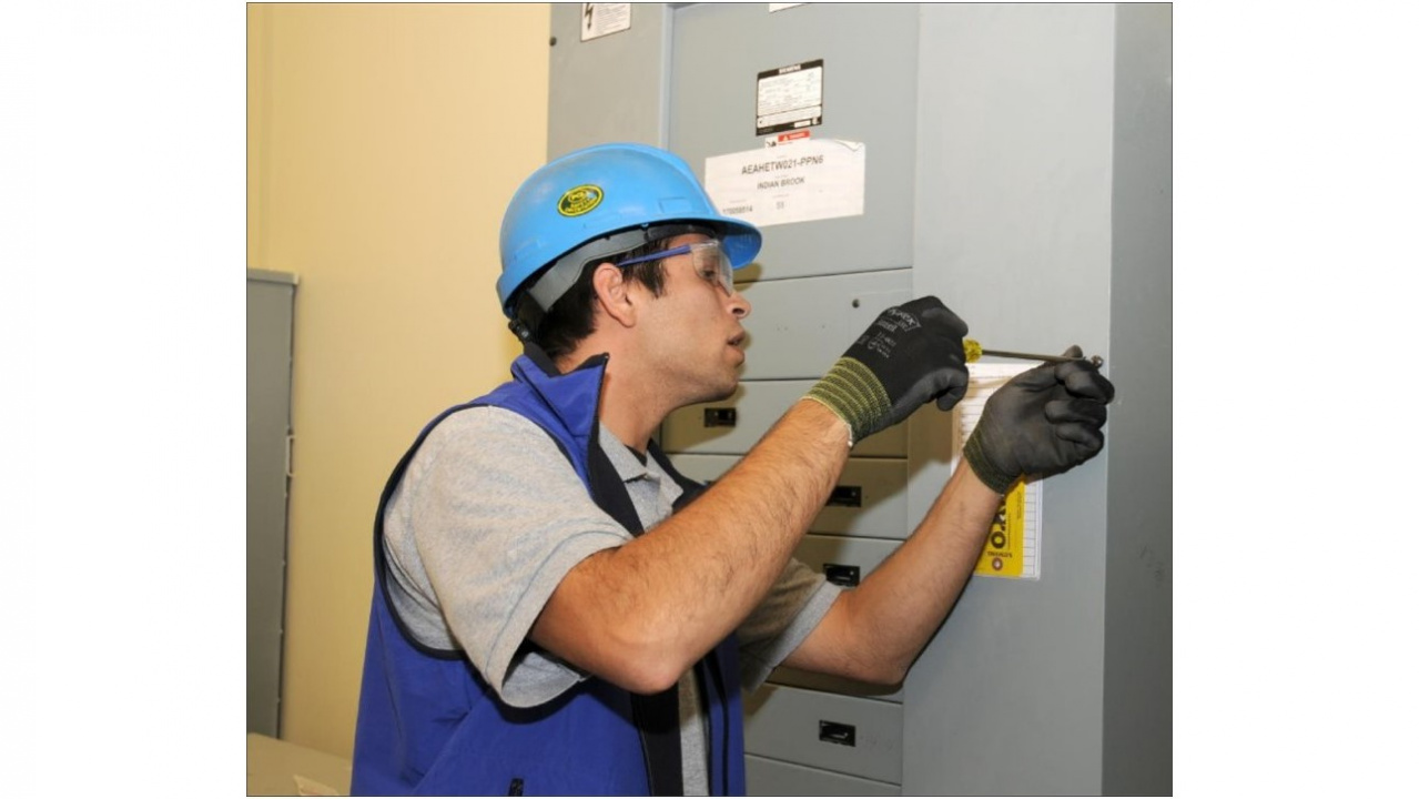 An electrician at work
