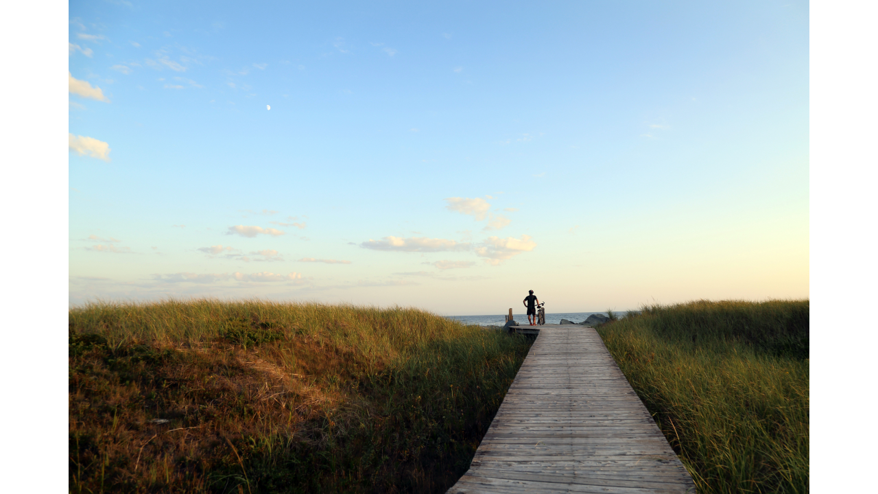 Photo of boardwalk and sky at Lawrencetown Beach