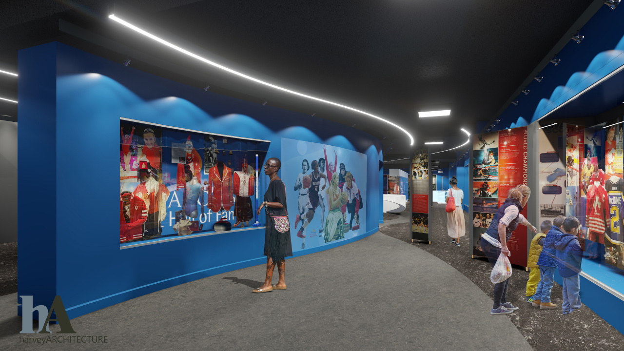 Rendering of Women of Excellence exhibit at Nova Scotia Sports Hall of Fame