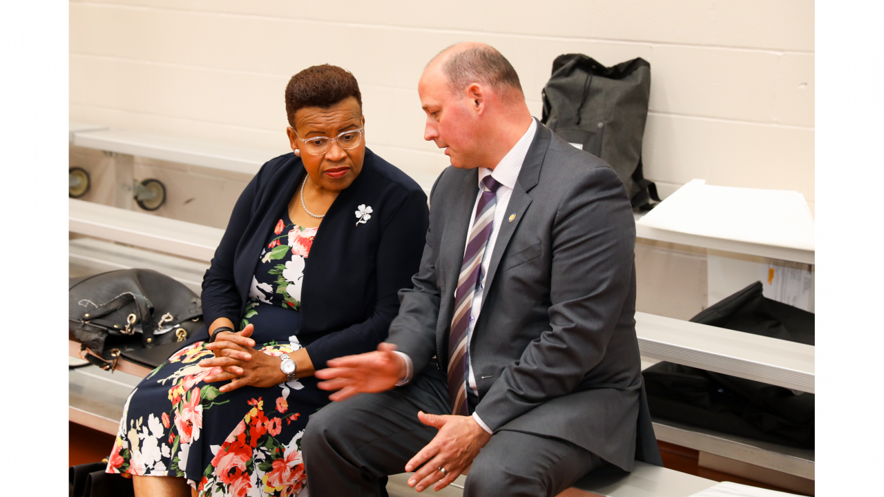 African Nova Scotian Affairs Minister Twila Grosse, MLA for Preston, and Environment and Climate Change Minister Timothy Halman at the announcement. (Communications Nova Scotia)