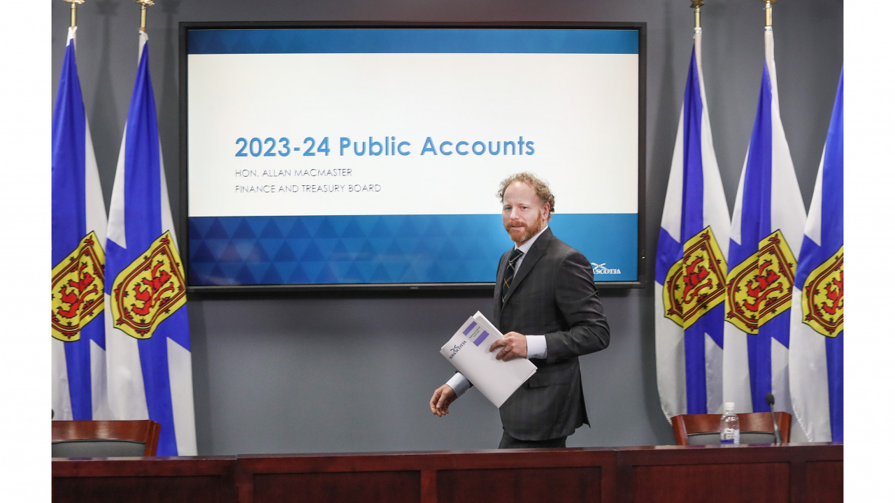 Finance Minister Allan MacMaster at public accounts release