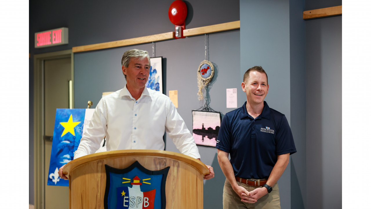 Premier Tim Houston speaks at the event to celebrate the proclamation of the CSAP Act. (Communications Nova Scotia)