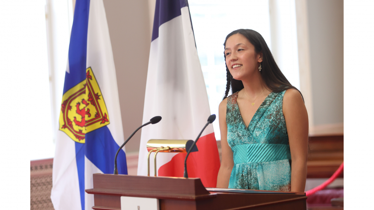 Serena Wu sings Ave Maris Stella, the Acadian national anthem