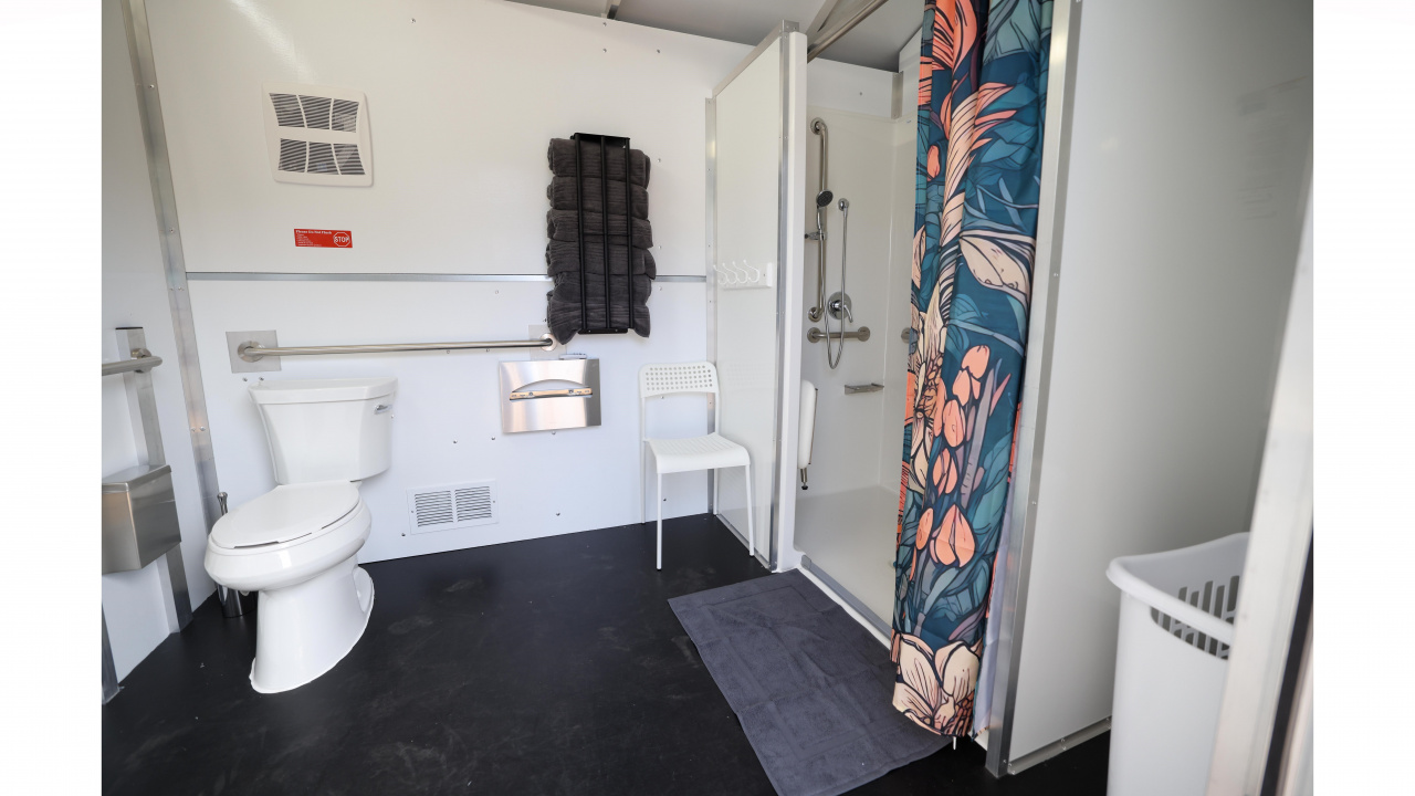 Photo of washroom at a shelter village