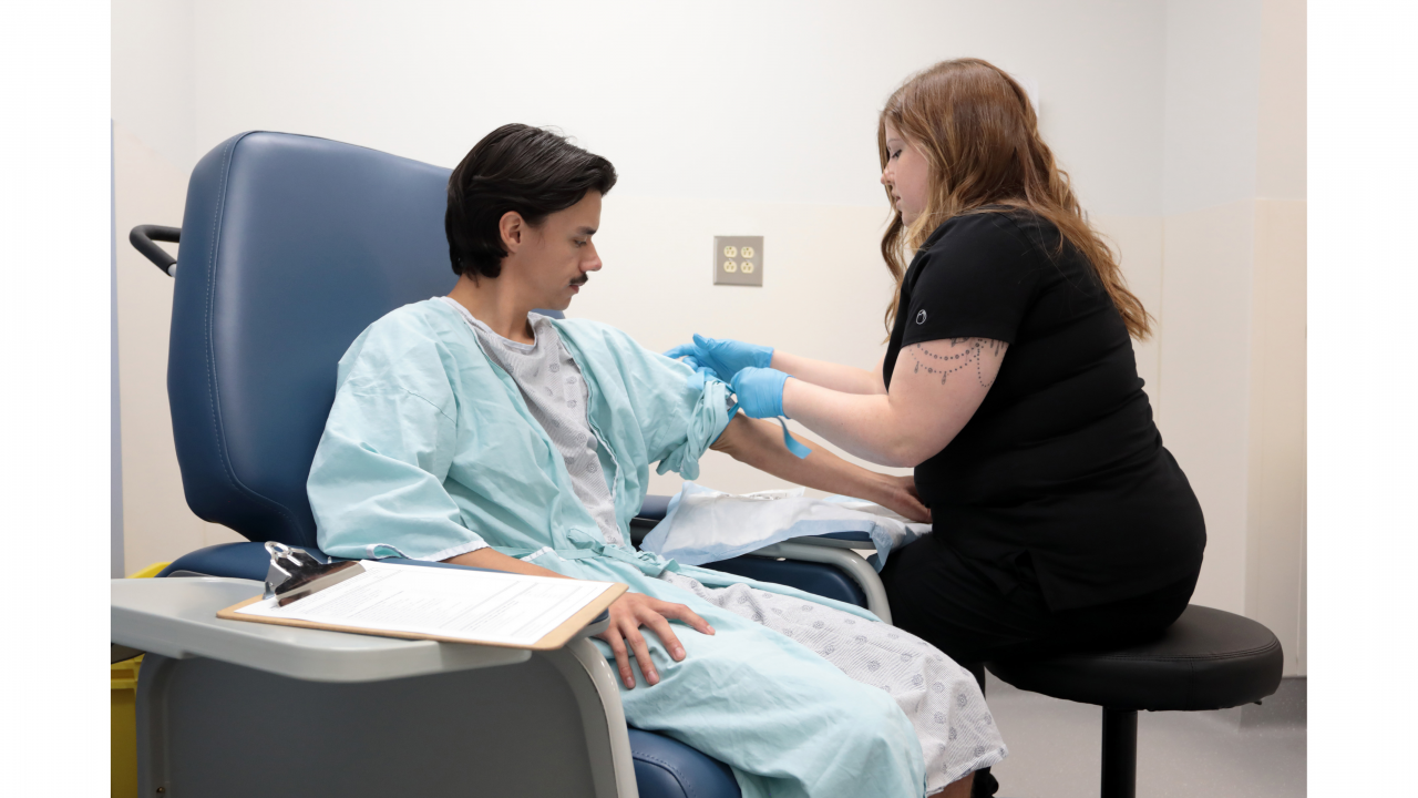 An MRI technologist prepares a patient to enter the new 1.5T scanner in the new MRI suite at the QEII Health Sciences Centre in Halifax. 