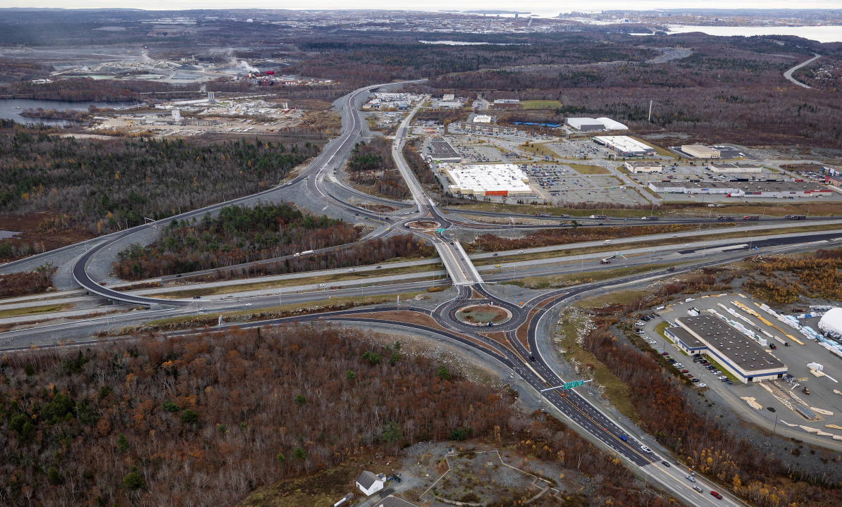 Looking East at the new exit from Highway 102 to Highway 107 