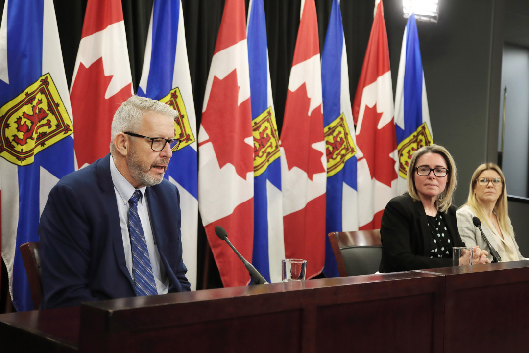 L-R: Finance and Treasury Board Minister John Lohr, Executive Director Tara Manuel, and Shelley Winters, Senior Corporate Capital Financial Advisor
