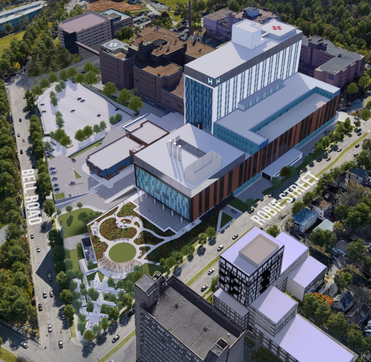 A rendering of how the acute-care tower project could look, subject to change.