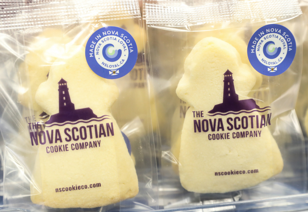 Bags of cookies with Nova Scotia Loyal stickers