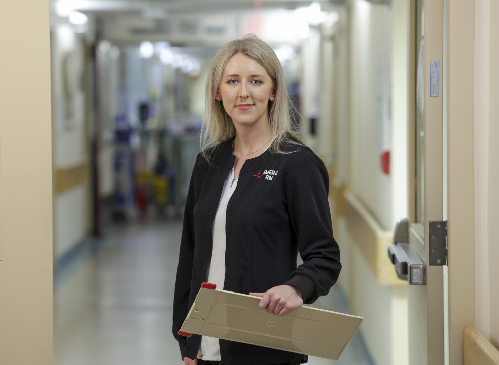 A nurse holding a clipboard