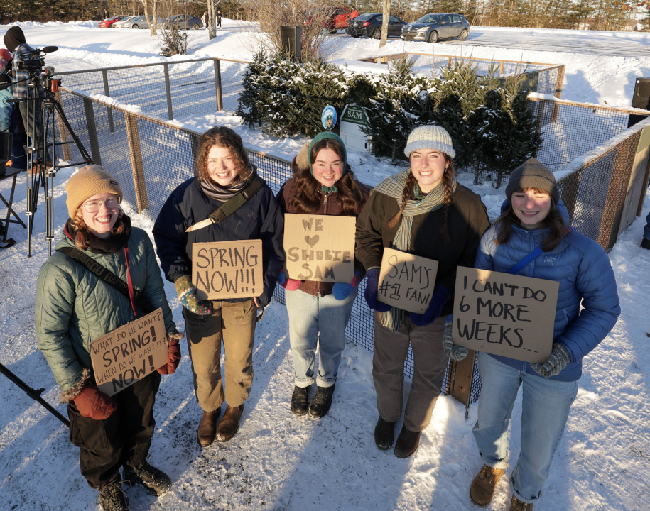 Sam's fans showing their love during Groundhog Day weather prediction.