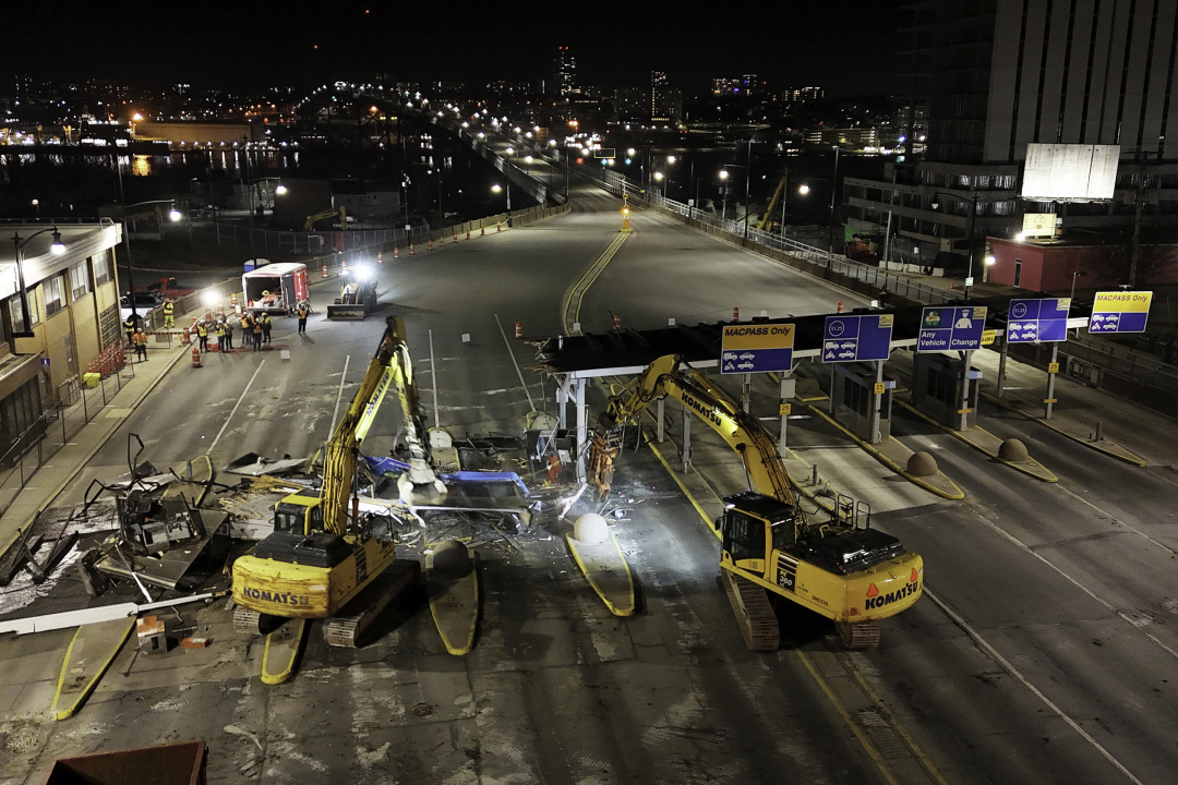 Work removing toll plazas at Angus L. Macdonald Bridge