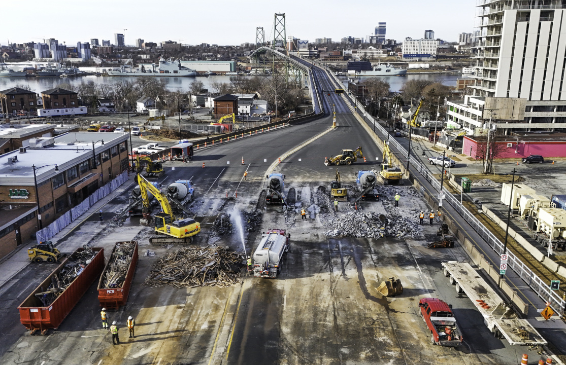 Work removing toll plazas at Angus L. Macdonald Bridge