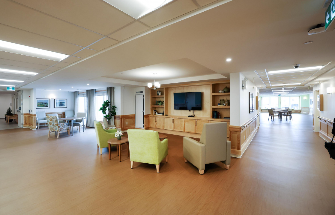 The common living room area at a new long-term care home
