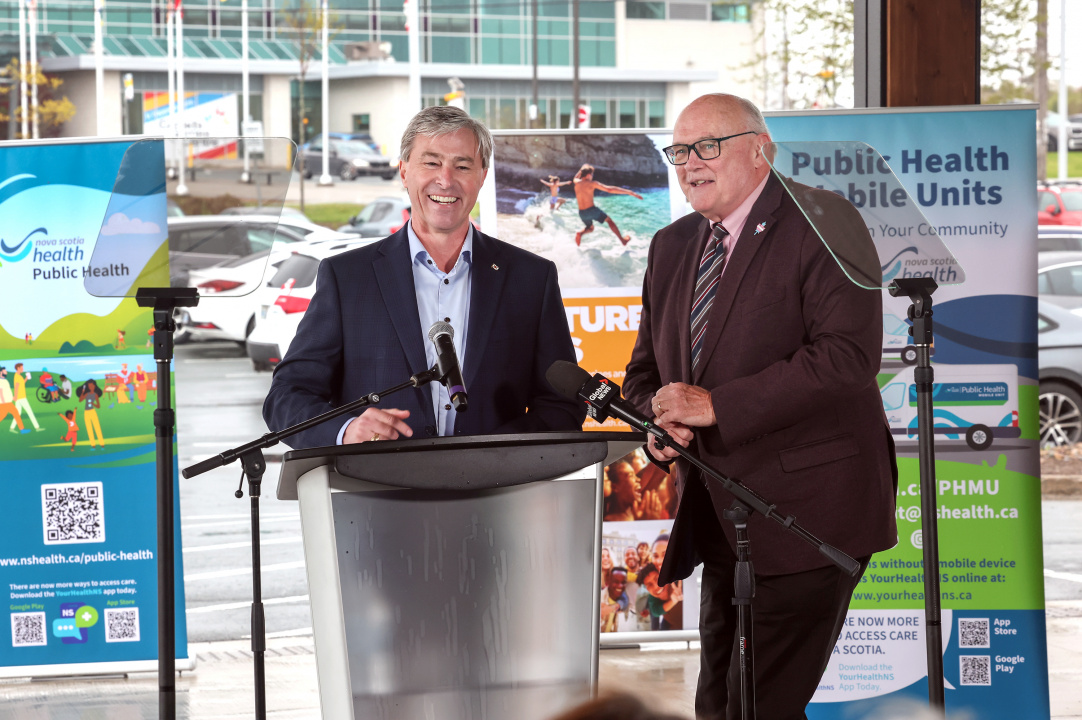 Premier Tim Houston (left) and Dr. Robert Strang, Chief Medical Officer of Health.