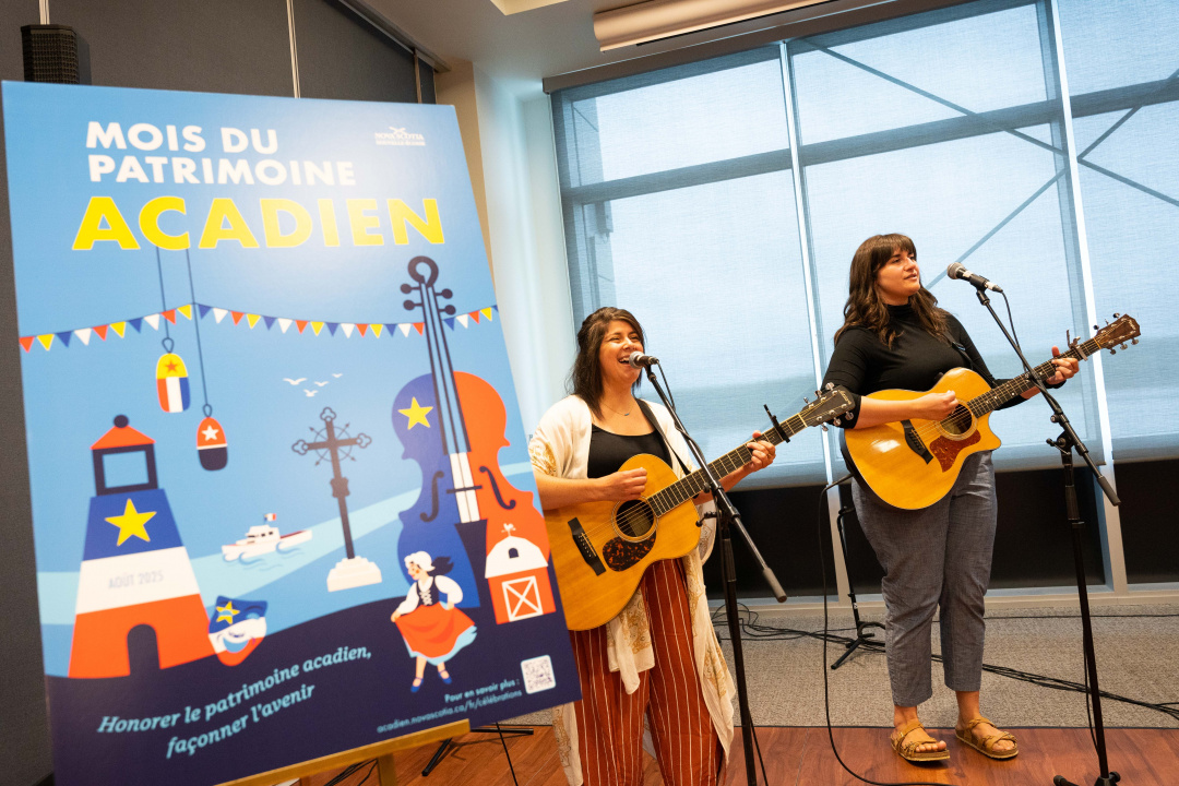 Cousins Michelle and Nicole Deveau perform some traditional Acadian songs