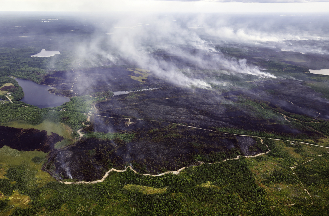 aerial shot of wildfire at long lake
