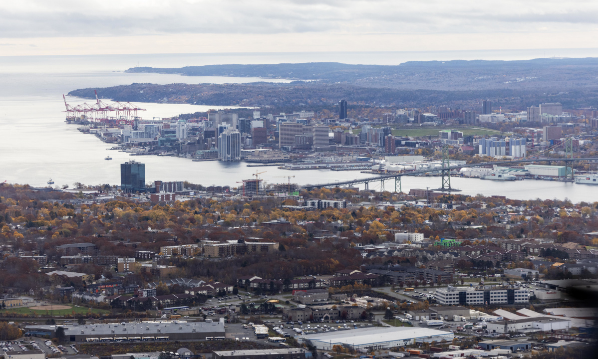 Aerial view of Halifax with Dartmouth in the foreground