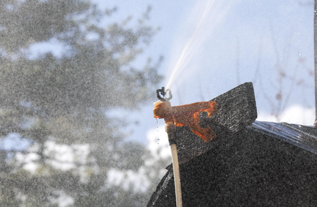 A sprinkler on a structure