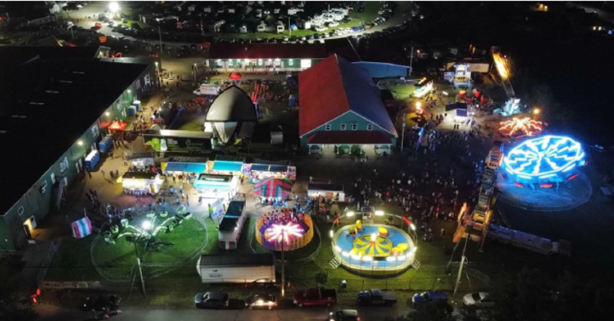 Aerial night photo of the Cape Breton Exhibition grounds