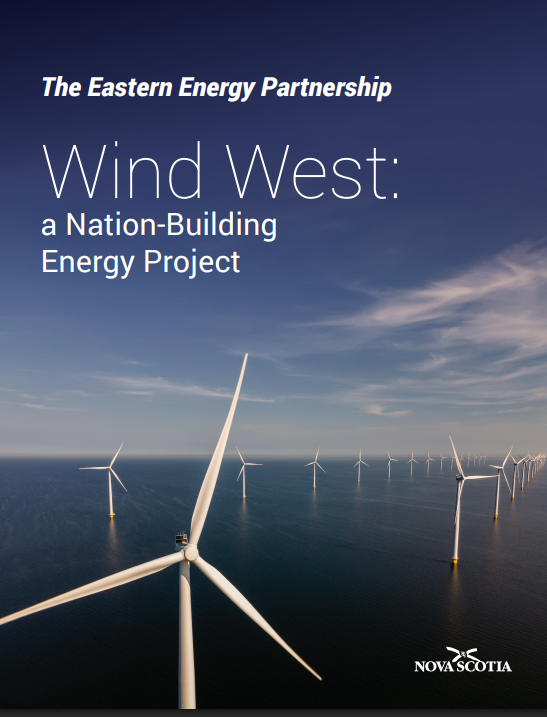 Wind turbines and the words The Eastern Energy Partnership Wind West: a Nation-Building Energy Project