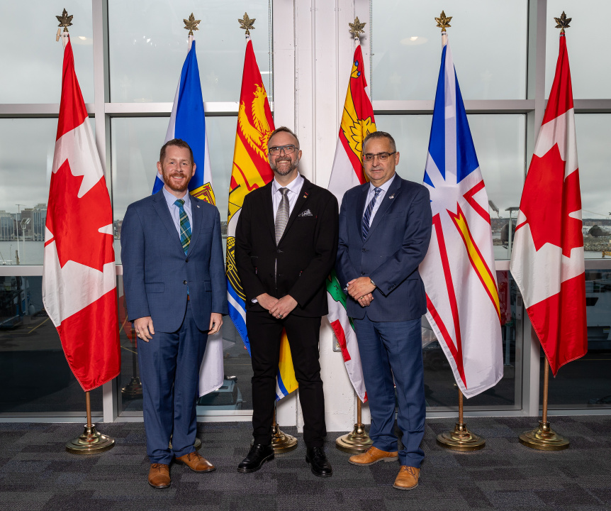 L-R: Colton LeBlanc, Minister of Growth and Development, Nova Scotia, Luke Randall, Minister responsible for Opportunities NB, and Economic Development and Small Business, New Brunswick, Lin Paddock, Minister of Jobs, Growth and Rural Development, Newfoundland and Labrador.