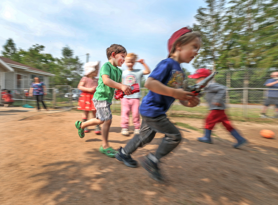 children running and playing.