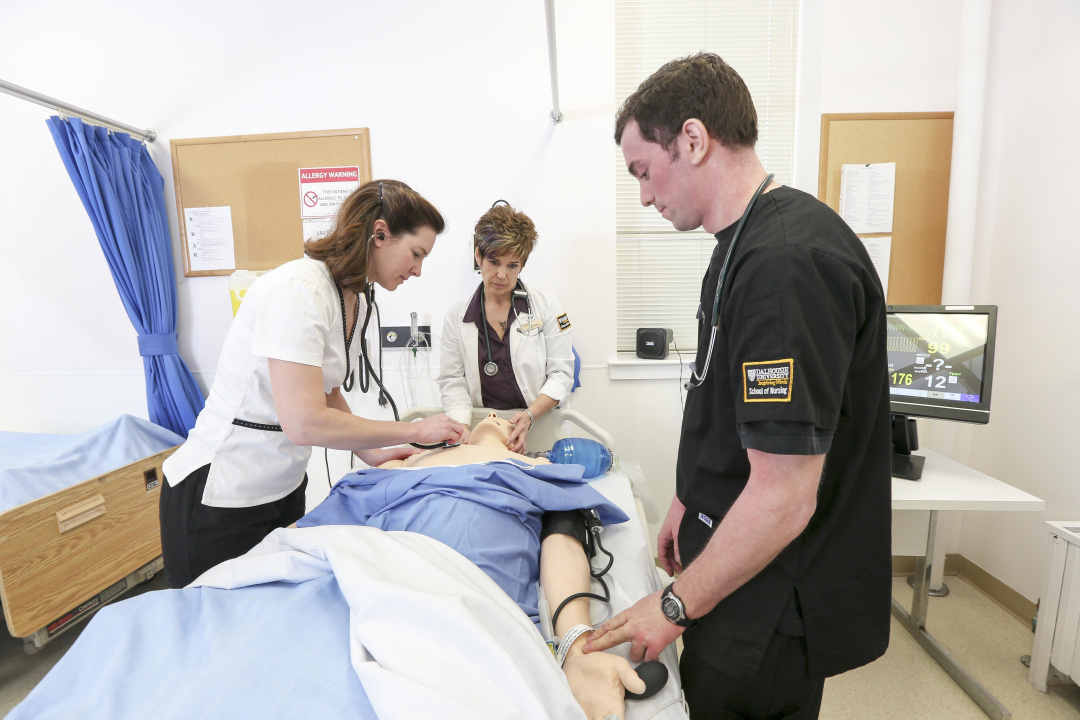 Dalhousie University nursing students demonstrate their training.