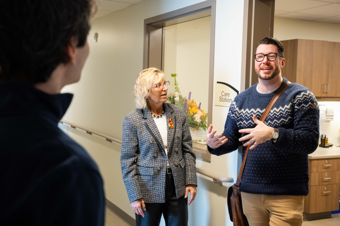 Dr. James Milne, a physician specializing in long-term care, speaks to Barbara Adams, Minister of Seniors and Long-Term Care.