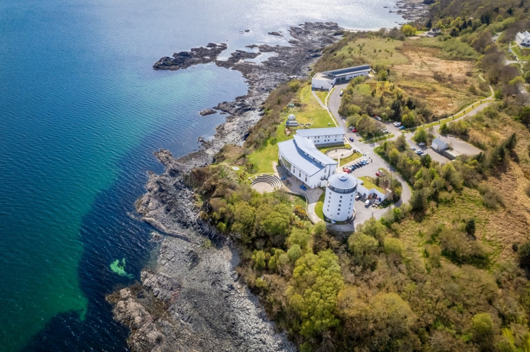 Aerial view of Sabhal Mòr Ostaig’s campus on the Isle of Skye