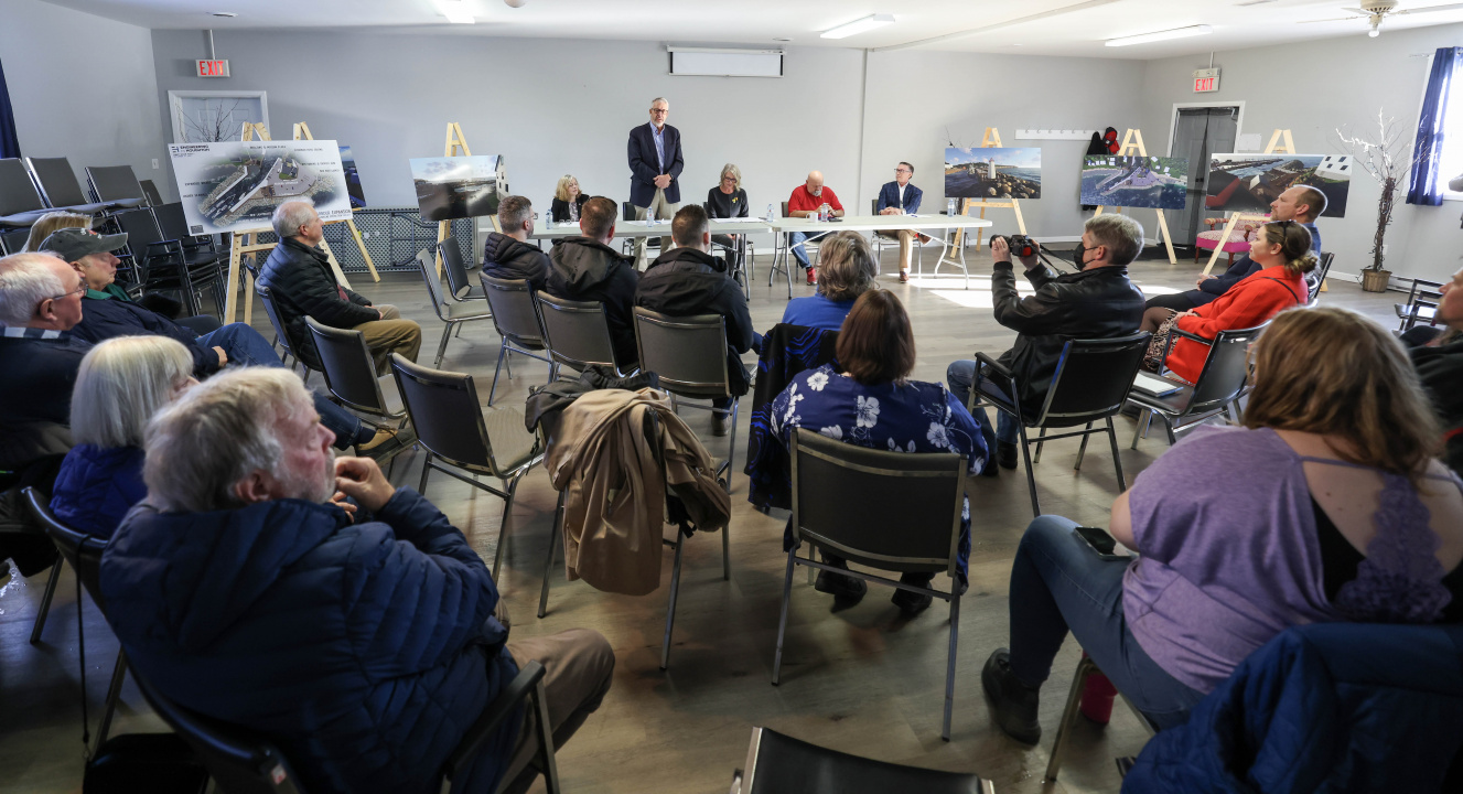 Minister Lohr with community members during the announcement.