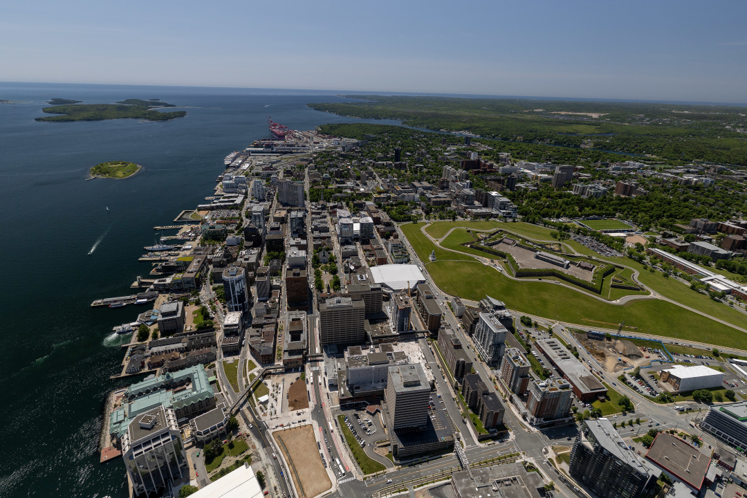 An aerial view of peninsular Halifax.