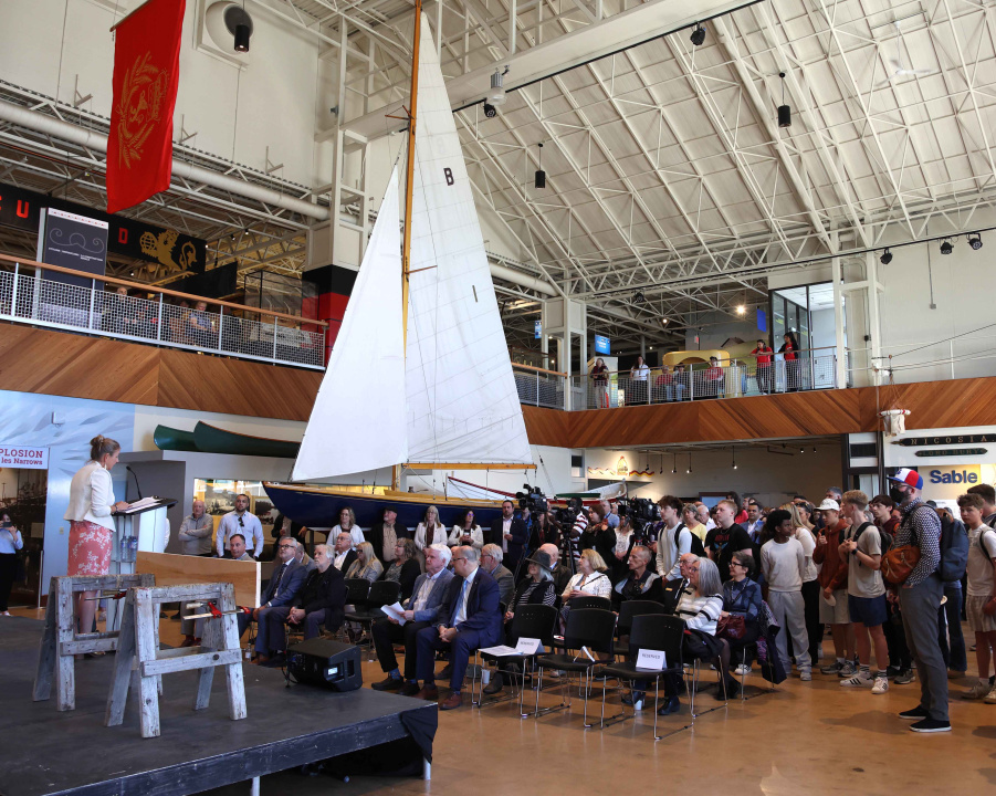 A crowd attends the official opening.