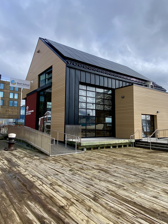 Main entrance from the south side of Boat School.